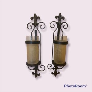 Wrought Iron Wall Sconce Set